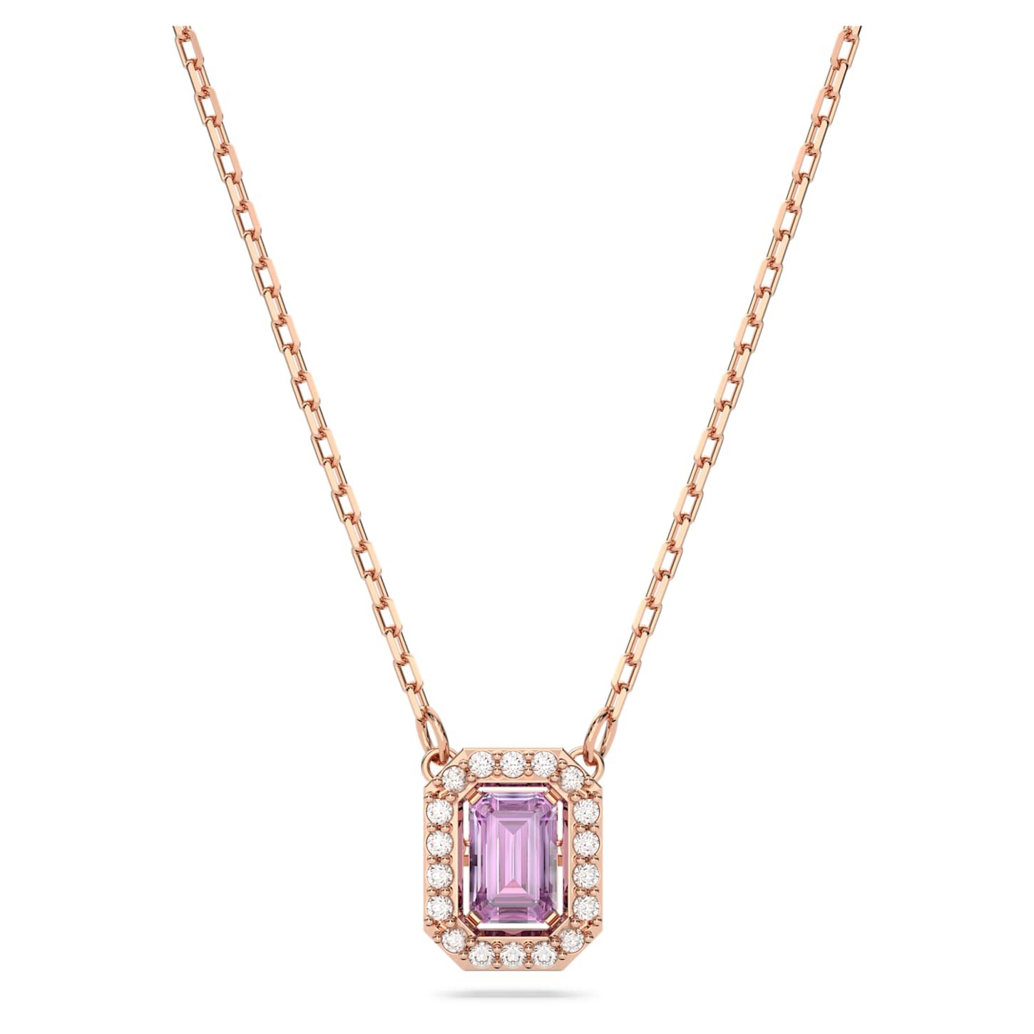 Una necklace Octagon cut, Purple, Rose gold-tone plated