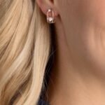 Una stud earrings Round cut, Oval shape, White, 18K rose gold finish - Image 2