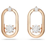 Una stud earrings Round cut, Oval shape, White, 18K rose gold finish