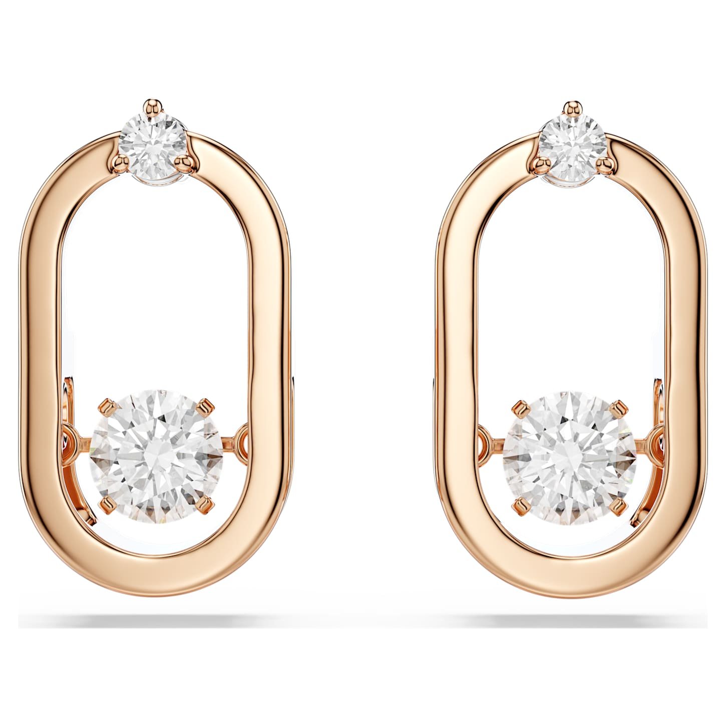 una-stud-earrings-round-cut-oval-shape-white-18k-rose-gold-finish-swarovski-5468118 Una stud earrings Round cut, Oval shape, White, 18K rose gold finish - Image 1