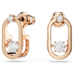 Una stud earrings Round cut, Oval shape, White, 18K rose gold finish - Image 3