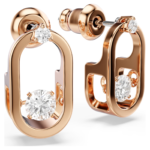 Una stud earrings Round cut, Oval shape, White, 18K rose gold finish - Image 4