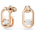 Una stud earrings Round cut, Oval shape, White, 18K rose gold finish - Image 6