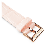 Watch strap 16 mm (0.63") width, Leather with stitching, Pink, Rose gold-tone finish - Image 2