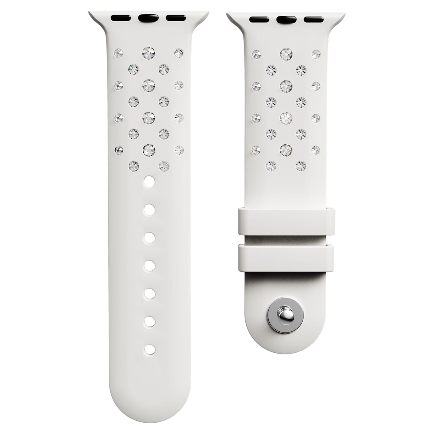 watch-strap-silicone-with-stitching-gray-stainless-steel-swarovski-5755223 Watch strap Silicone with stitching, Gray, Stainless steel - Image 1